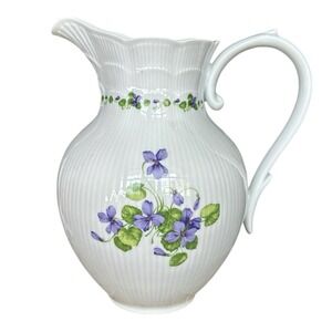 Vintage W. Germany Porcelain KAISER Romantica Viola 7" Pitcher Purple Violets